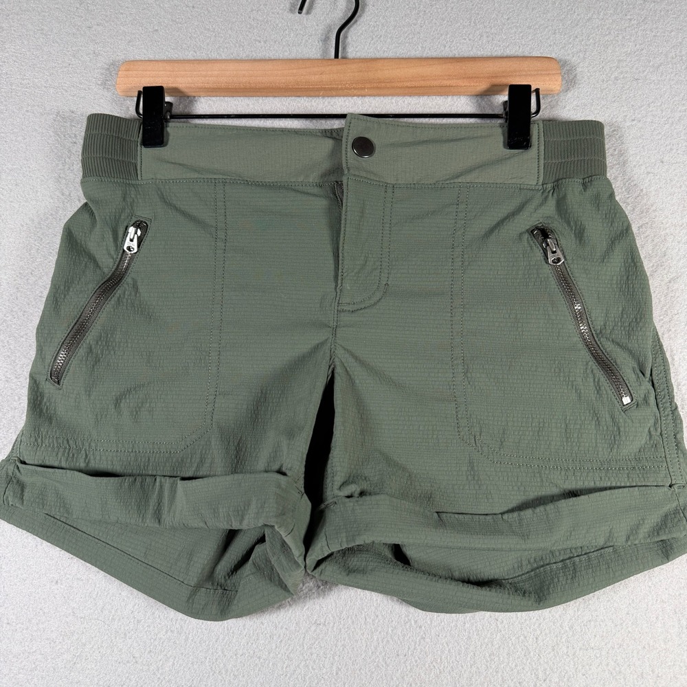Athleta Trekkie Shorts Womens 10 Olive Green Hiking Outdoor Active 537357-01